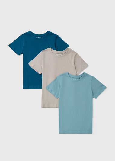 3 Pack Boys Multicolour Neutral Core T-Shirts (7-15yrs)