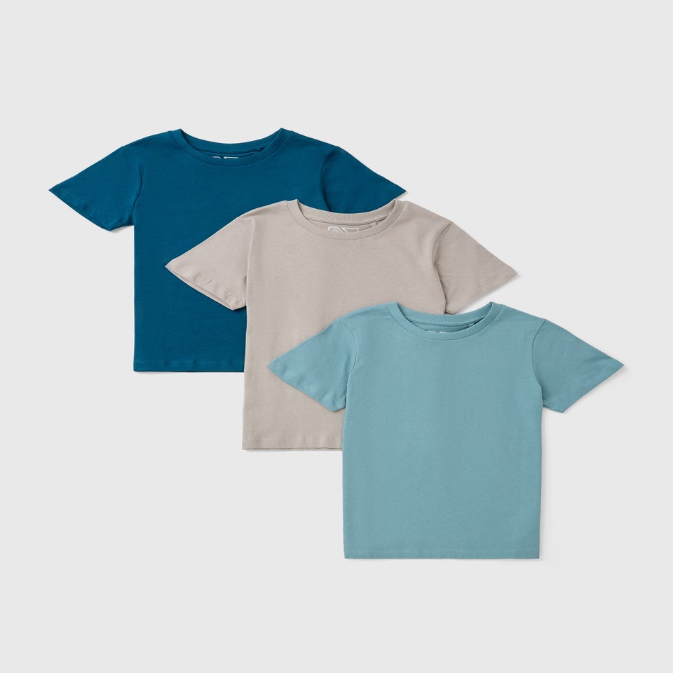3 Pack Boys Multicolour Neutral Core T-Shirts (7-15yrs)
