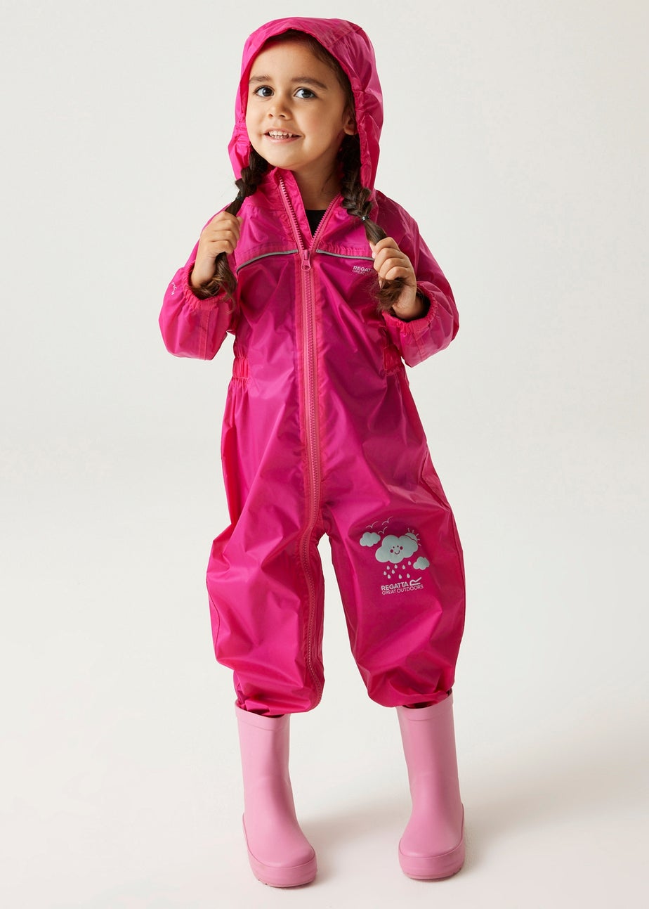 Regatta Jem Kids Puddle IV Dusty Pink Waterproof Breathable Isolite Rainsuit (6 Months - 6 Years)