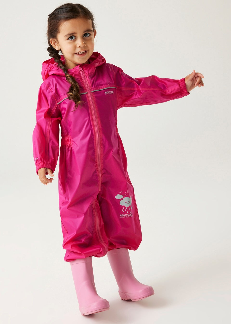 Regatta Jem Kids Puddle IV Dusty Pink Waterproof Breathable Isolite Rainsuit (6 Months - 6 Years)