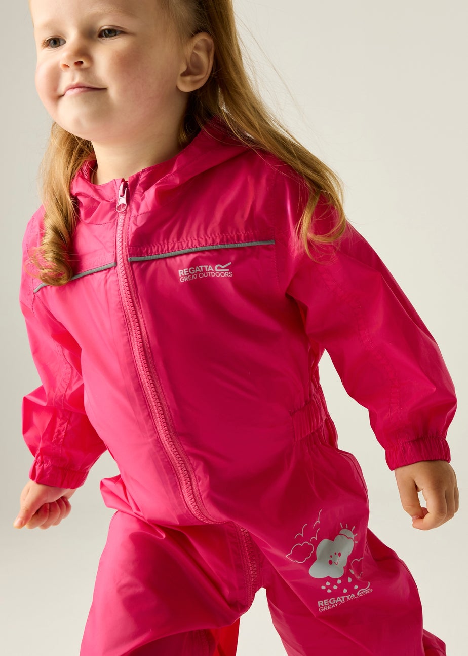 Regatta Jem Kids Puddle IV Dusty Pink Waterproof Breathable Isolite Rainsuit (6 Months - 6 Years)