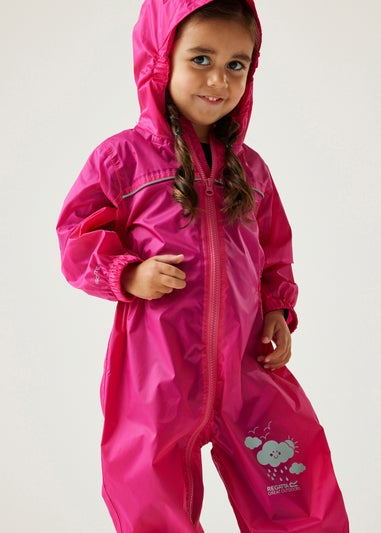 Regatta Jem Kids Puddle IV Dusty Pink Waterproof Breathable Isolite Rainsuit (6 Months - 6 Years)