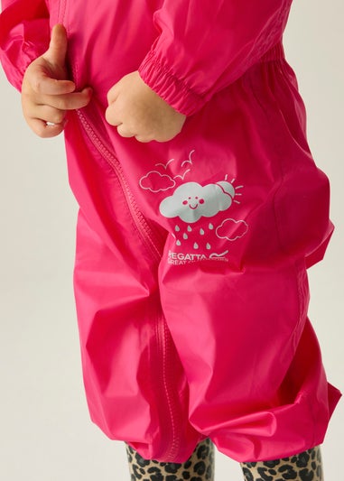 Regatta Jem Kids Puddle IV Dusty Pink Waterproof Breathable Isolite Rainsuit (6 Months - 6 Years)