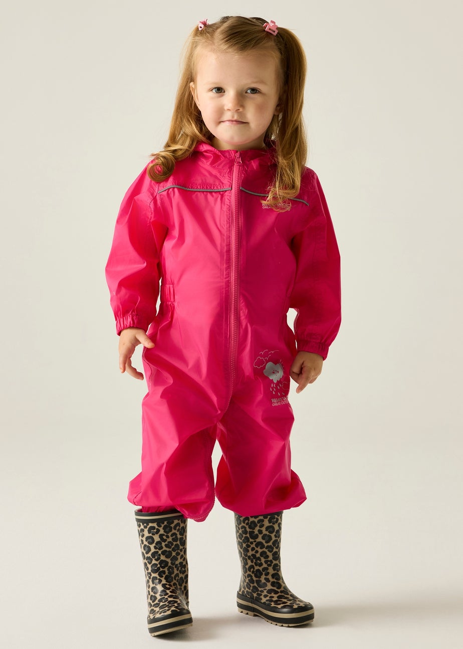Regatta Jem Kids Puddle IV Dusty Pink Waterproof Breathable Isolite Rainsuit (6 Months - 6 Years)