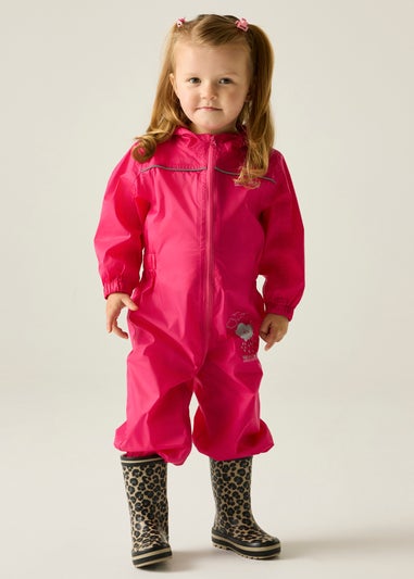 Regatta Jem Kids Puddle IV Dusty Pink Waterproof Breathable Isolite Rainsuit (6 Months - 6 Years)