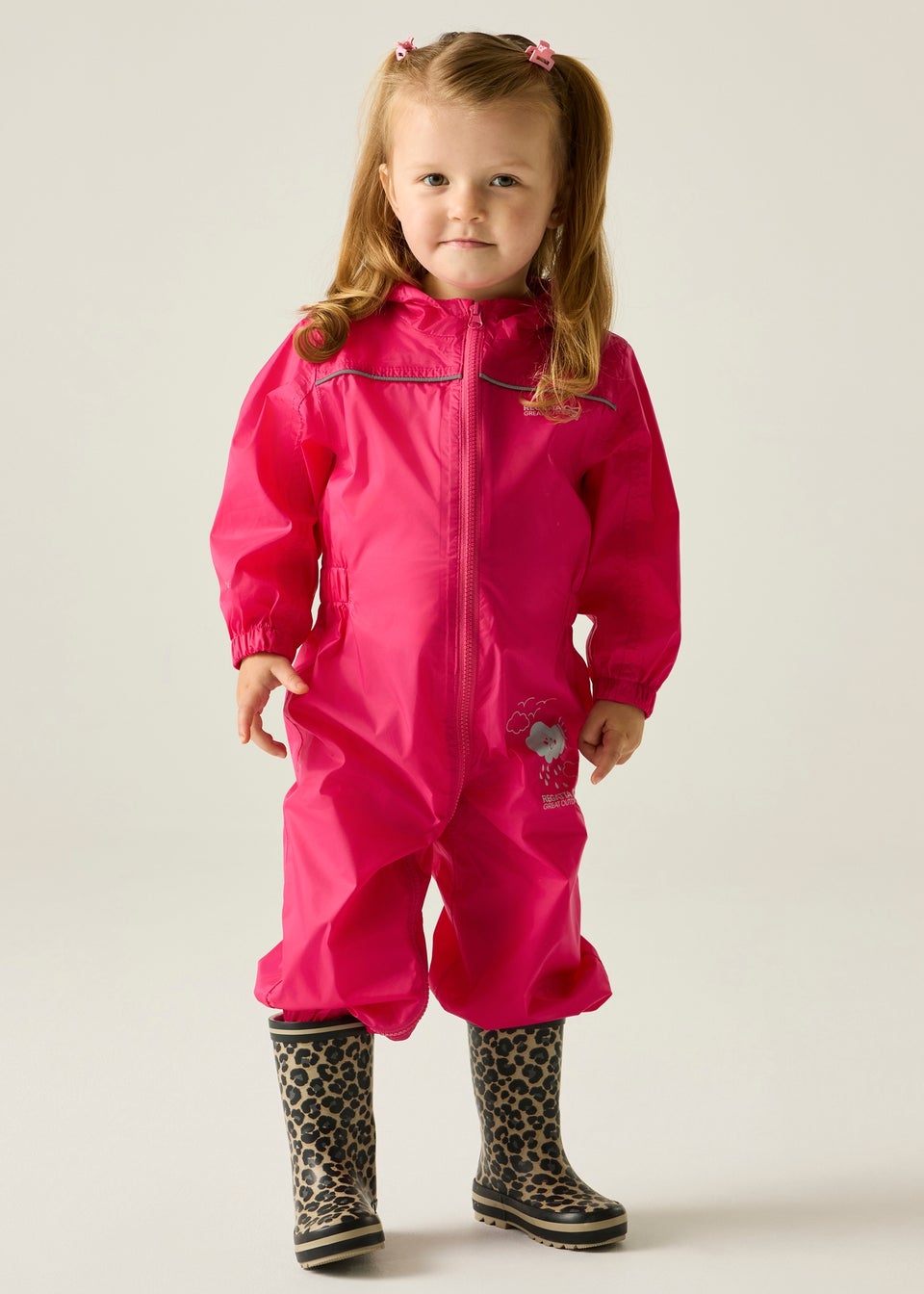 Regatta Jem Kids Puddle IV Dusty Pink Waterproof Breathable Isolite Rainsuit (6 Months - 6 Years)
