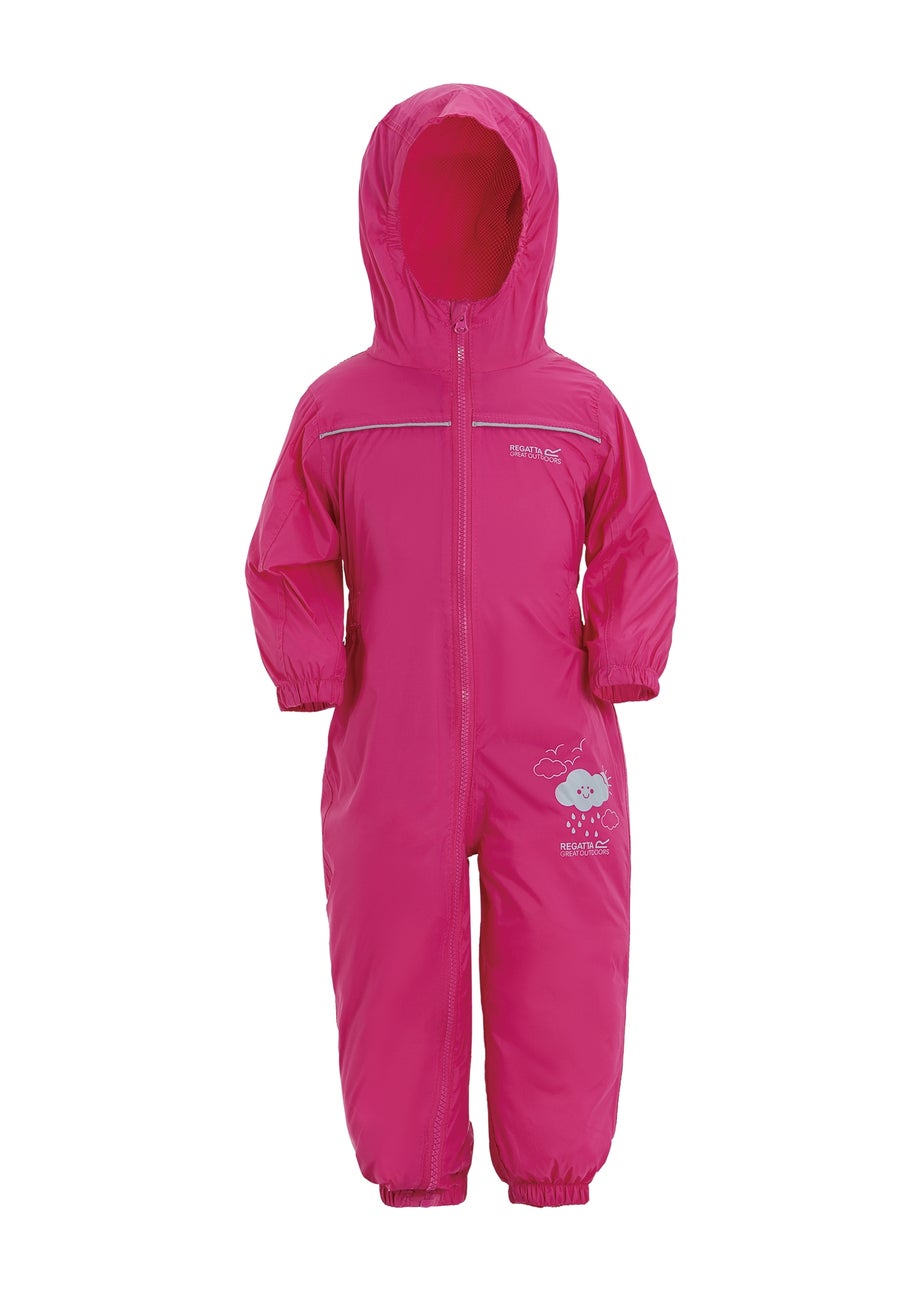 Regatta Jem Kids Puddle IV Dusty Pink Waterproof Breathable Isolite Rainsuit (6 Months - 6 Years)