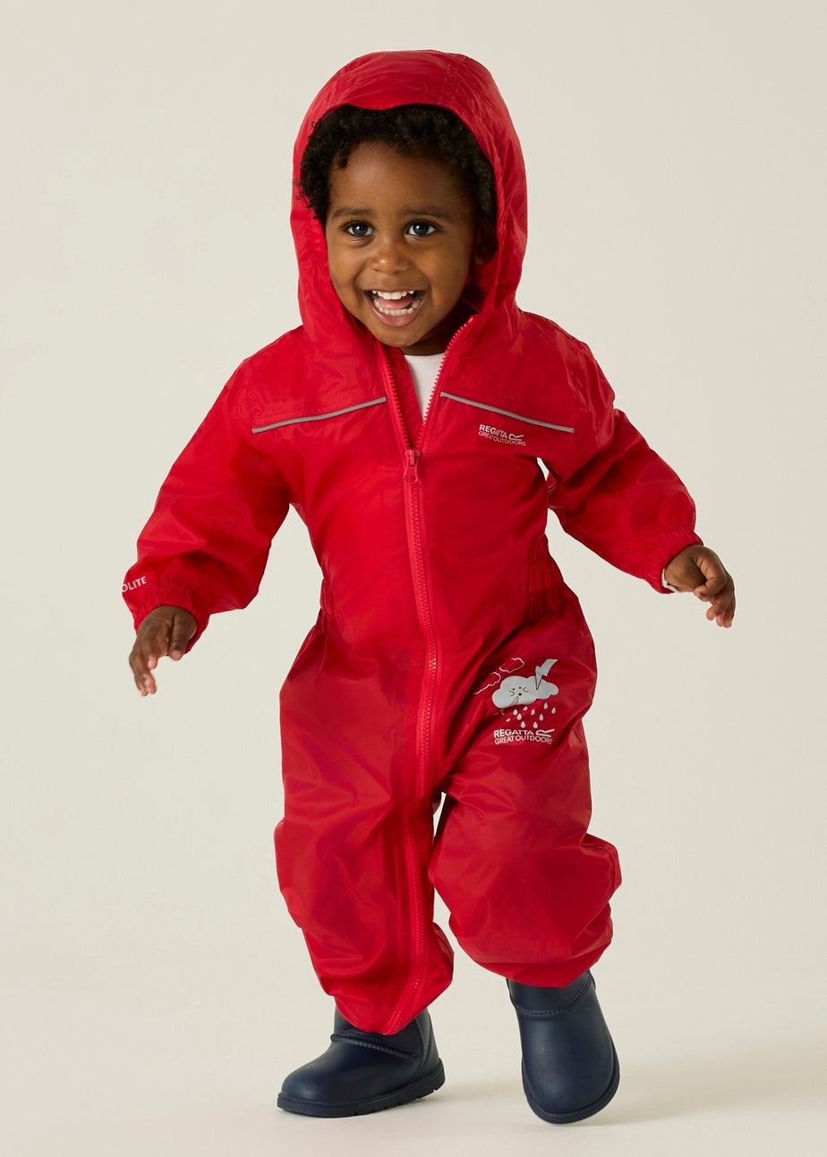 Regatta Pepper Kids Puddle IV Ruby Waterproof Breathable Isolite Rainsuit (6 Months - 6 Years)