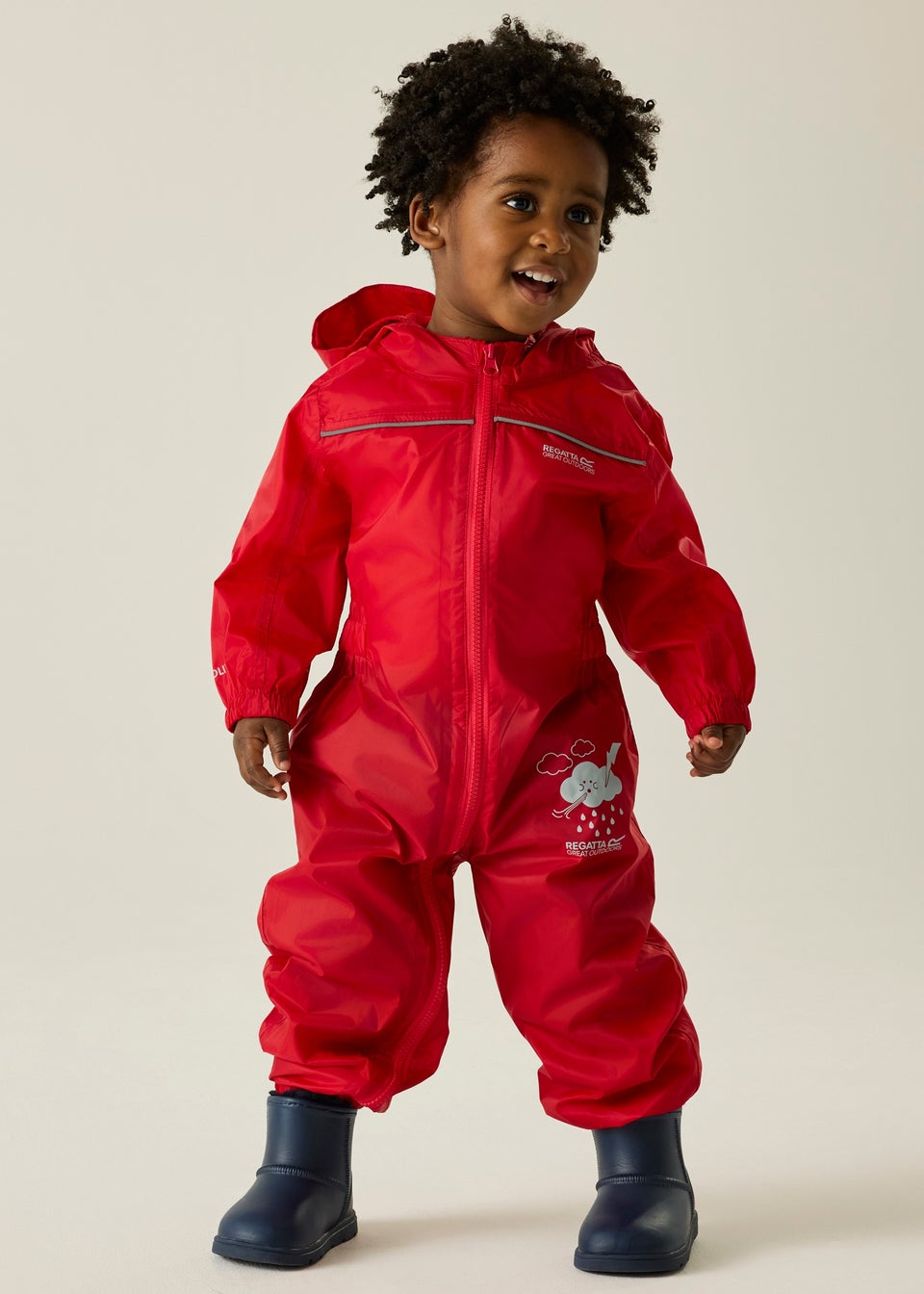 Regatta Pepper Kids Puddle IV Ruby Waterproof Breathable Isolite Rainsuit (6 Months - 6 Years)