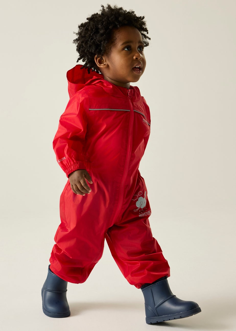 Regatta Pepper Kids Puddle IV Ruby Waterproof Breathable Isolite Rainsuit (6 Months - 6 Years)