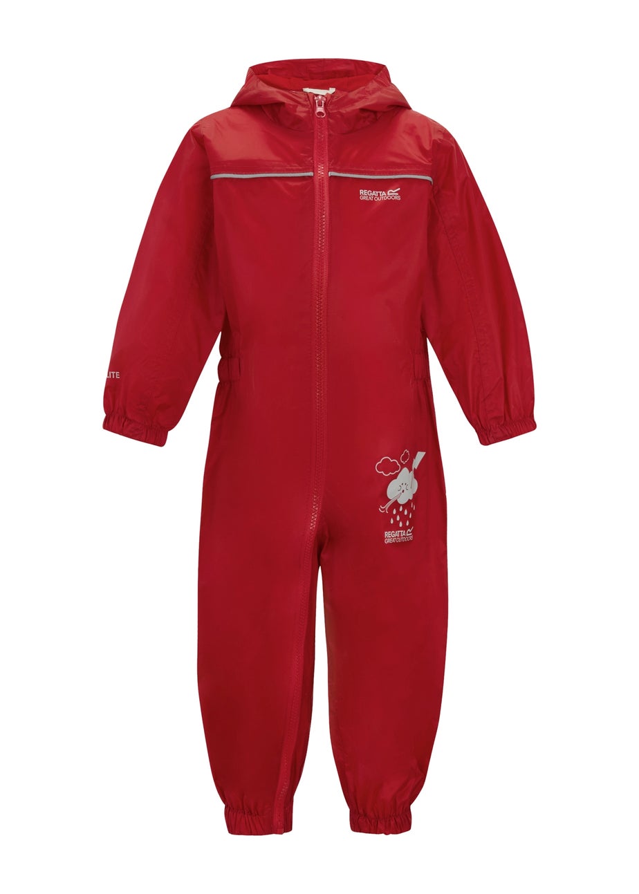 Regatta Pepper Kids Puddle IV Ruby Waterproof Breathable Isolite Rainsuit (6 Months - 6 Years)