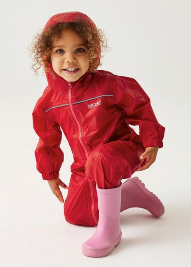 Regatta Pepper Kids Puddle IV Ruby Waterproof Breathable Isolite Rainsuit (6 Months - 6 Years)