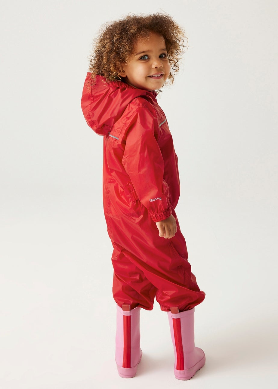 Regatta Pepper Kids Puddle IV Ruby Waterproof Breathable Isolite Rainsuit (6 Months - 6 Years)