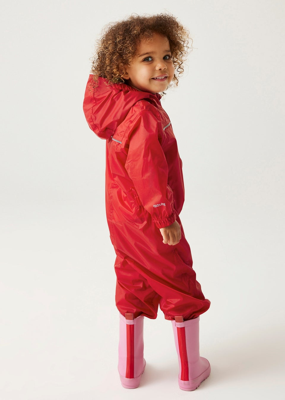 Regatta Pepper Kids Puddle IV Ruby Waterproof Breathable Isolite Rainsuit (6 Months - 6 Years)