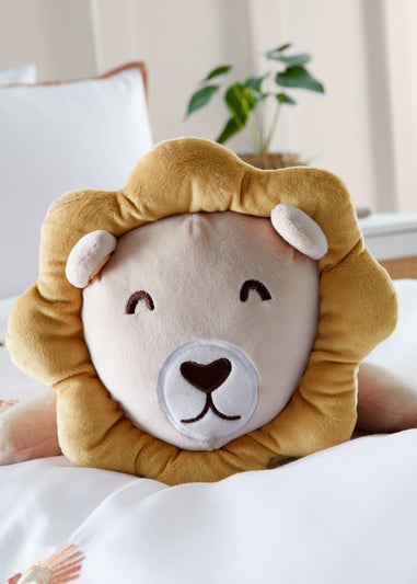 Catherine Lansfield Natural Cuddle Friends Lion Large 3D Cushion