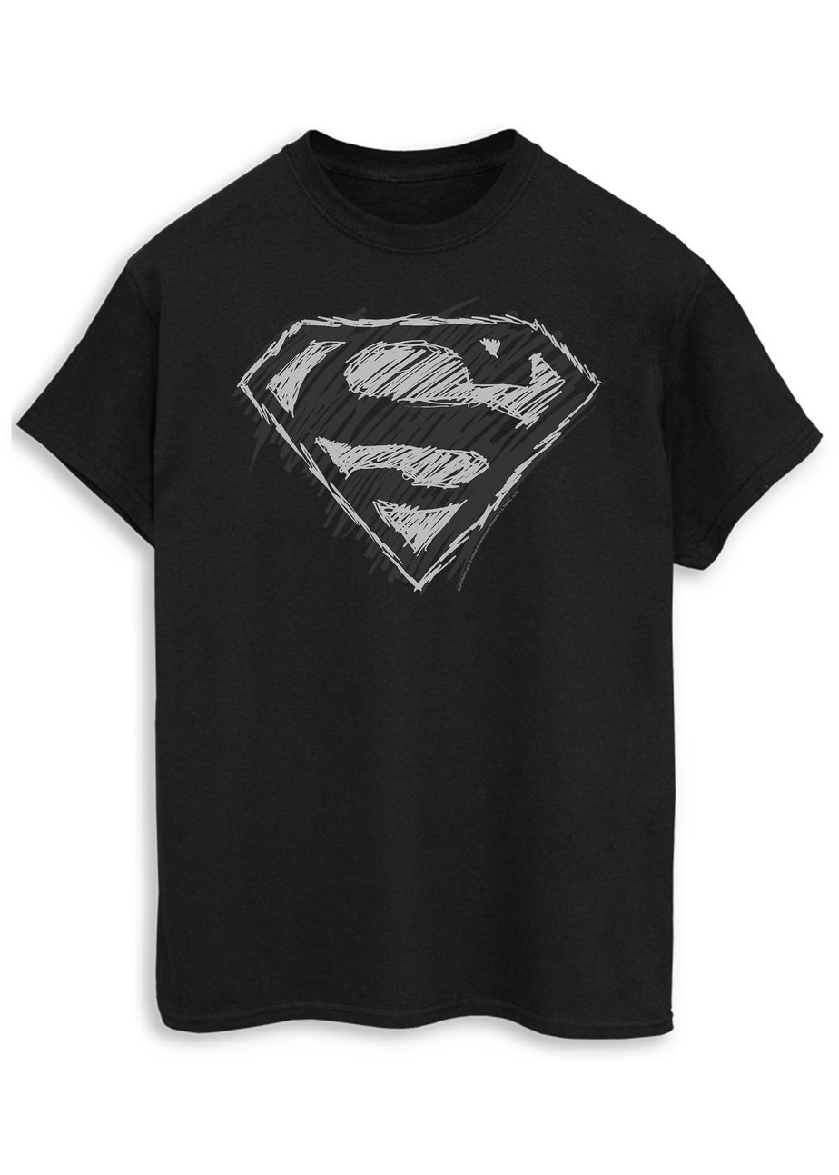 DC Comics Superman Sketch Logo Black Graphic T-Shirt