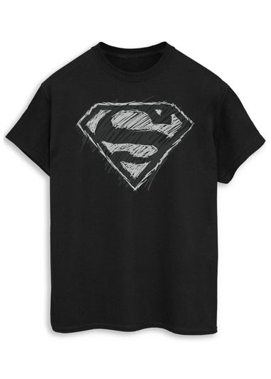 DC Comics Superman Sketch Logo Black Graphic T-Shirt