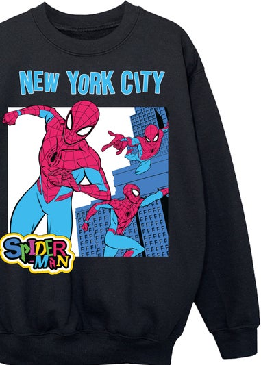 Marvel Spider-Man New York City Kids Black Graphic Sweatshirt (3-13 Years)