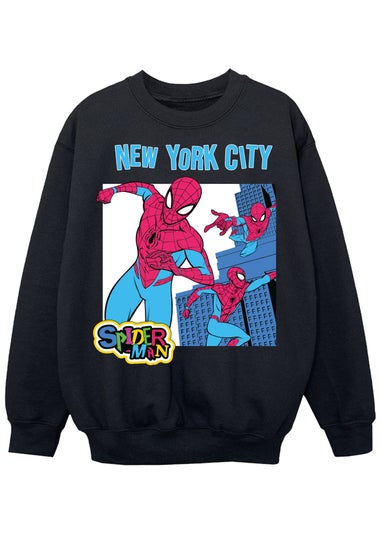 Marvel Spider-Man New York City Kids Black Graphic Sweatshirt (3-13 Years)