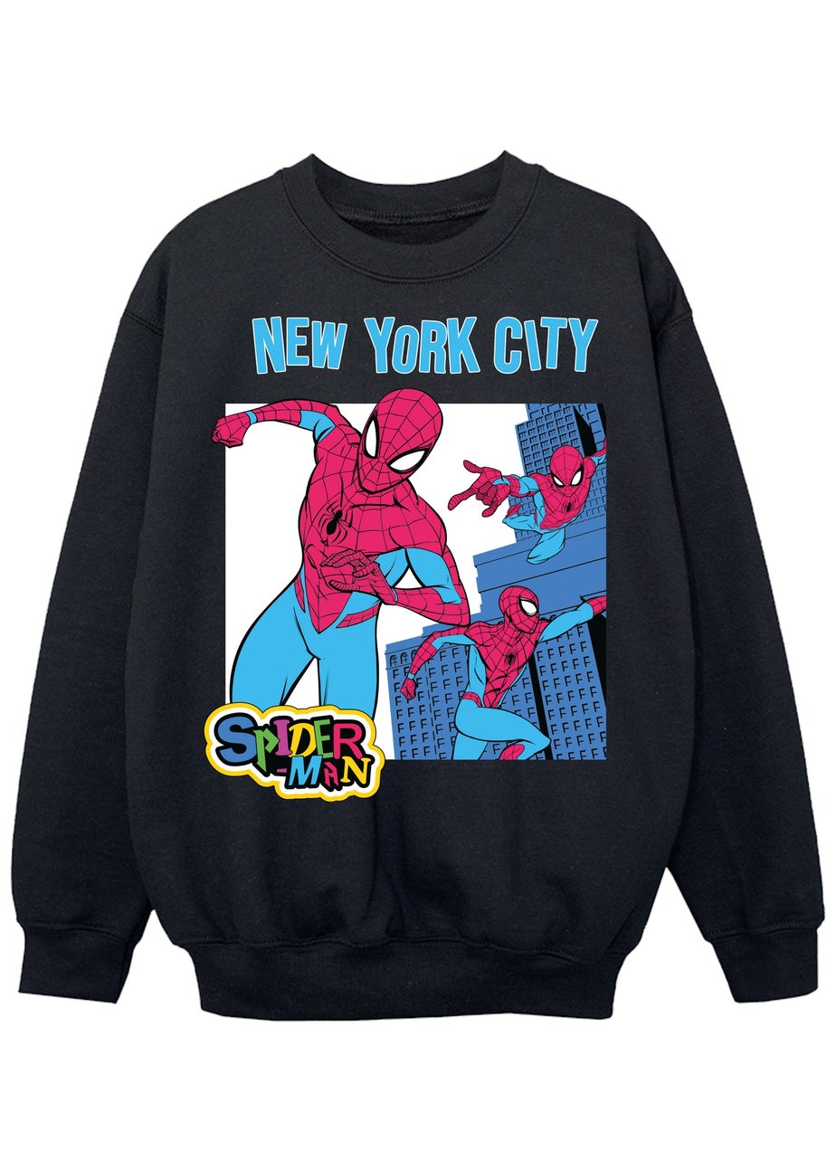 Marvel Spider-Man New York City Kids Black Graphic Sweatshirt (3-13 Years)