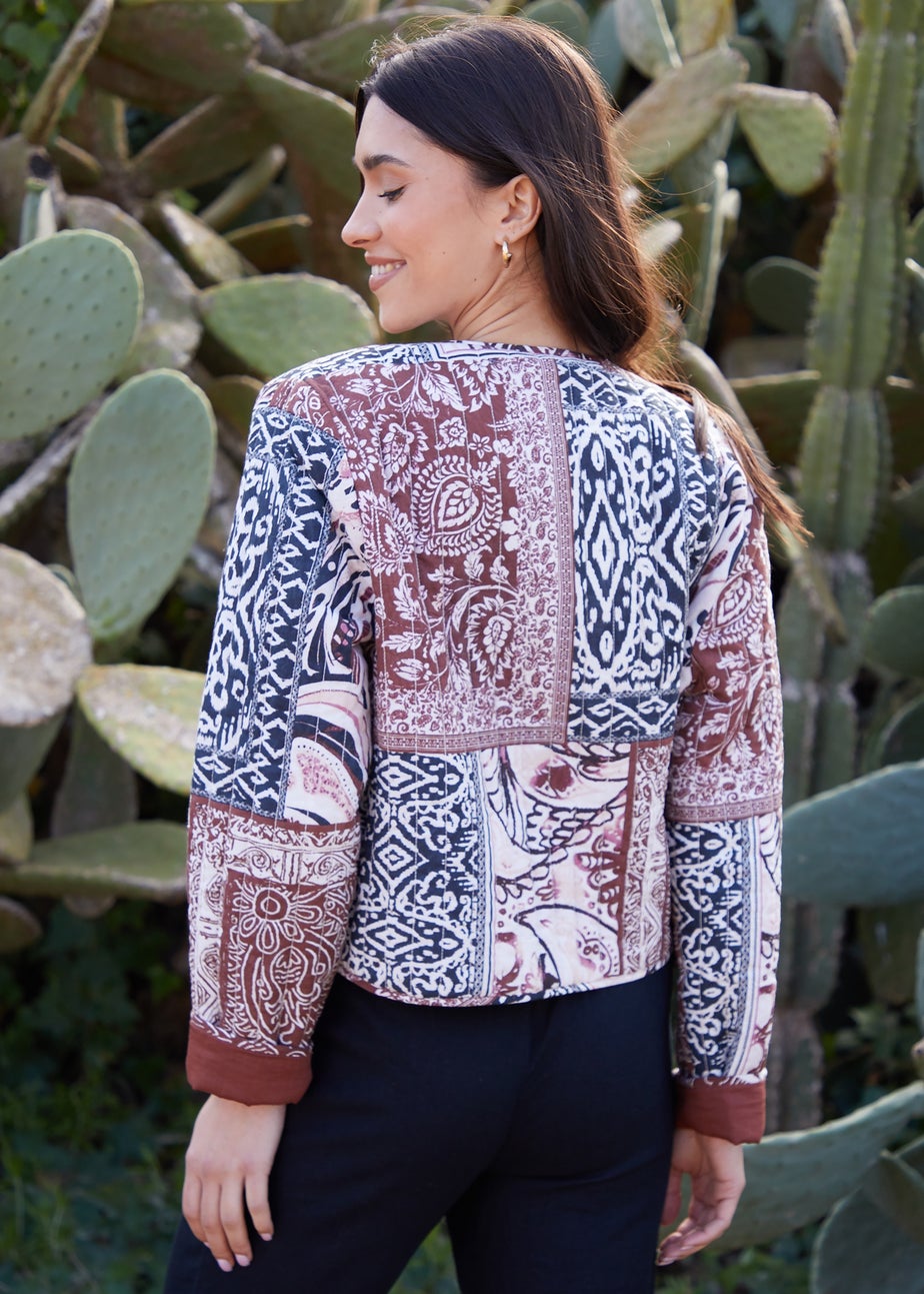 Threadbare Terracotta Embroidered Quilted Jacket