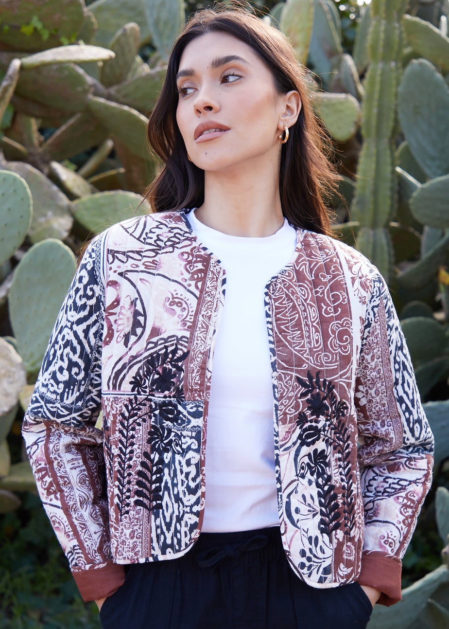 Threadbare Terracotta Embroidered Quilted Jacket