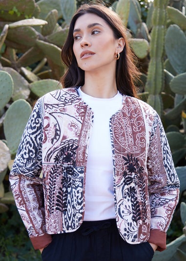 Threadbare Terracotta Embroidered Quilted Jacket