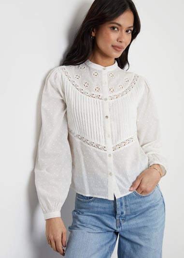 Threadbare Cream Lace Detail Boho Blouse