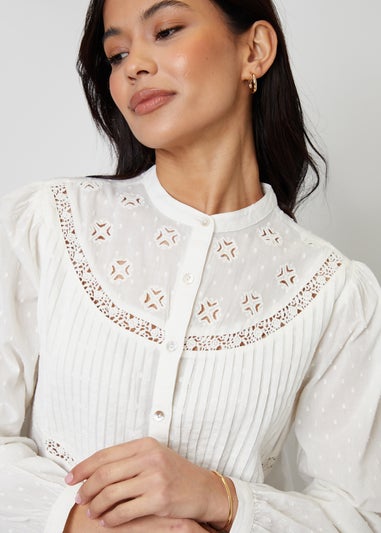 Threadbare Cream Lace Detail Boho Blouse