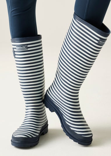 Regatta Navy White Stripe Fairweather III Waterproof Wellies
