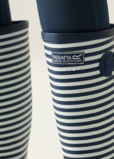 Regatta Navy White Stripe Fairweather III Waterproof Wellies