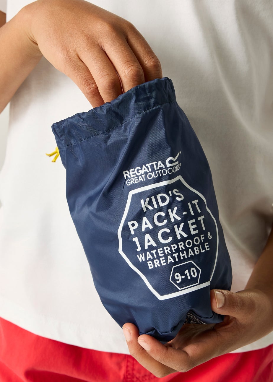 Regatta Dark Blue Kids Pack-It III Waterproof Breathable Isolite Jacket (3-16 Years)