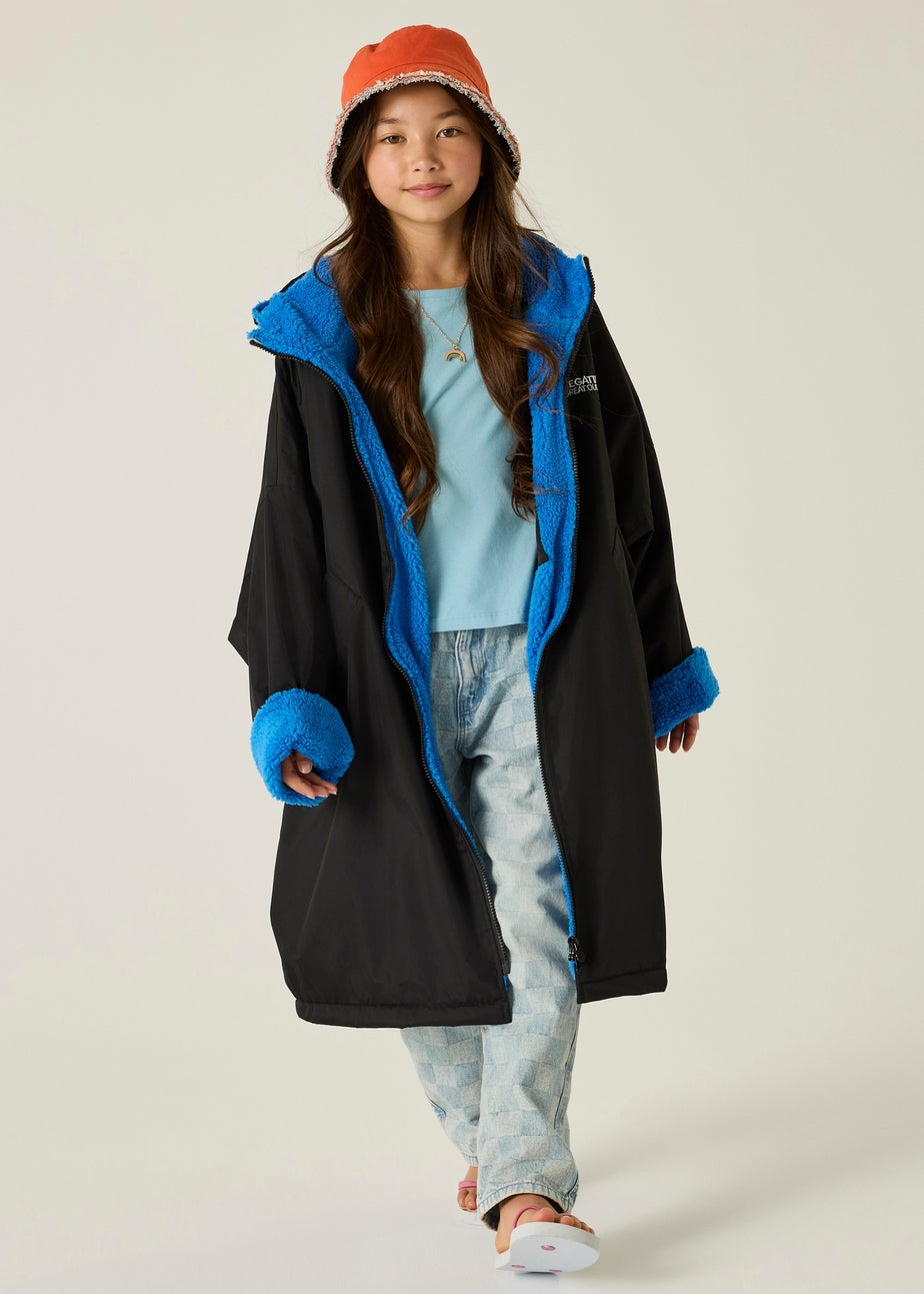 Regatta Black Oxford Blue Kids Junior Waterproof Hydrofort Robe