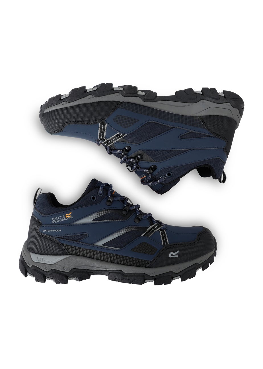 Regatta Navy Dark Steel Holcombe Low III Waterproof Breathable Isotex Walking Shoes