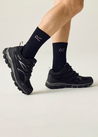 Regatta Black Granite Holcombe 3 Low Waterproof, Breathable Shoes