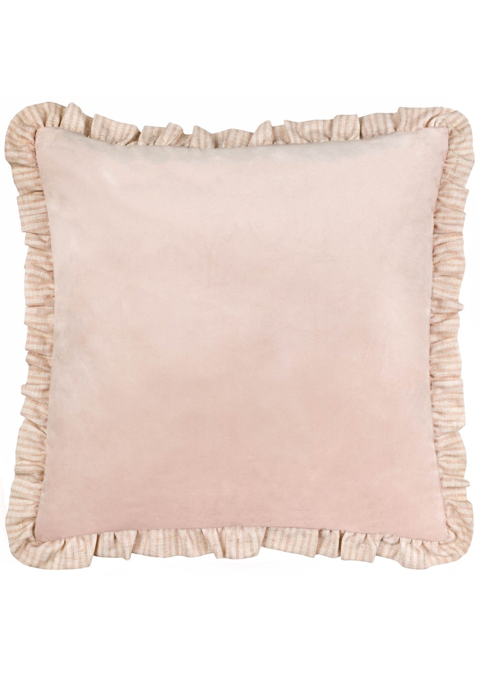 Wylder Solene Ruffle Matte Velvet Pink Cushion (45 x 45 x 8 cm)