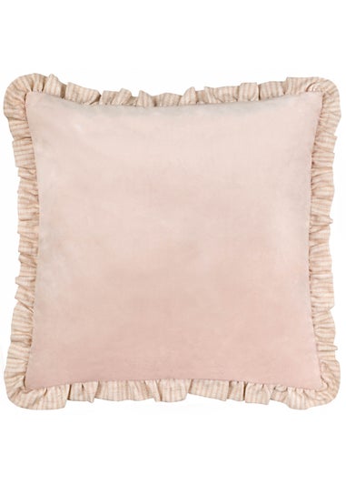 Wylder Solene Ruffle Matte Velvet Pink Cushion (45 x 45 x 8 cm)