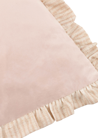 Wylder Solene Ruffle Matte Velvet Pink Cushion (45 x 45 x 8 cm)