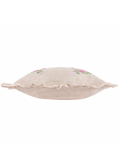 Wylder Martha Ruffle Embroidered Ruffle Pink Cushion (50 x 50 x 8 cm)
