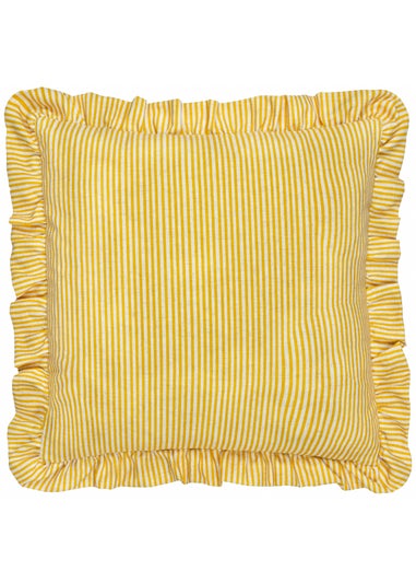 Wylder Martha Ruffle Embroidered Ruffle Yellow Cushion (50 x 50 x 8 cm)
