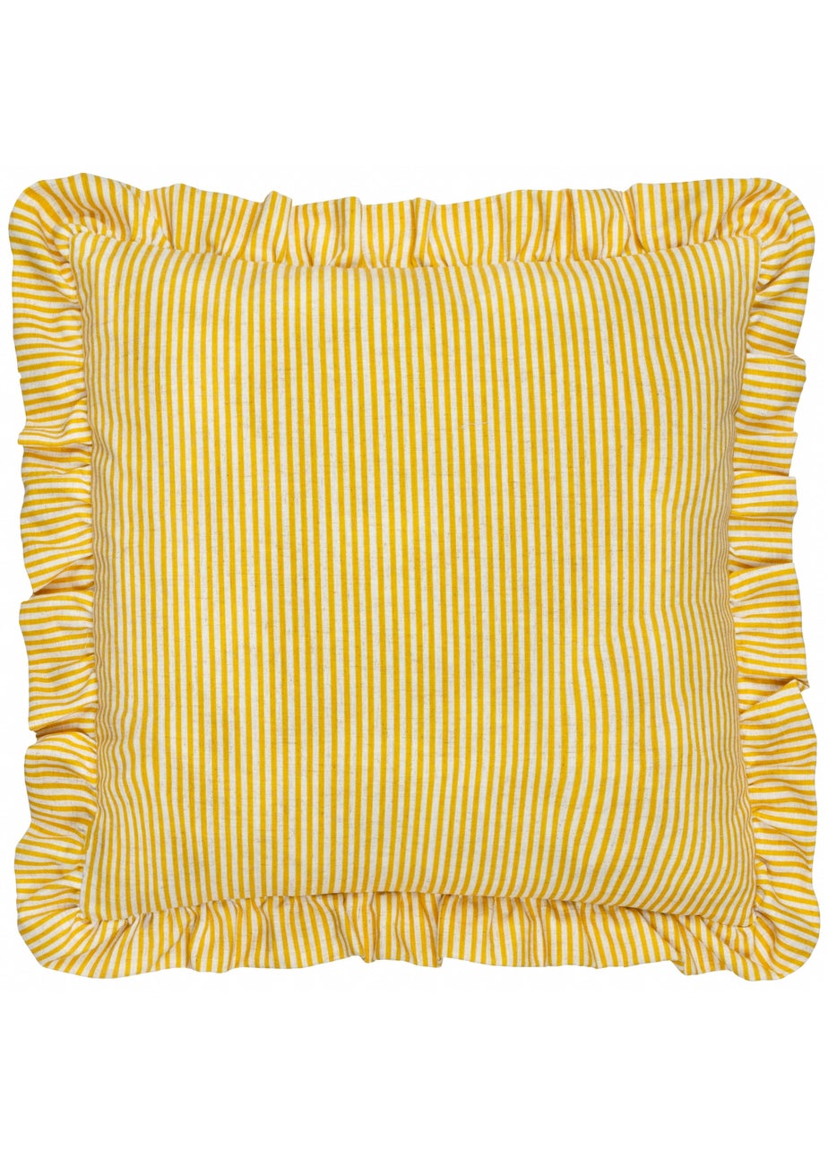 Wylder Martha Ruffle Embroidered Ruffle Yellow Cushion (50 x 50 x 8 cm)