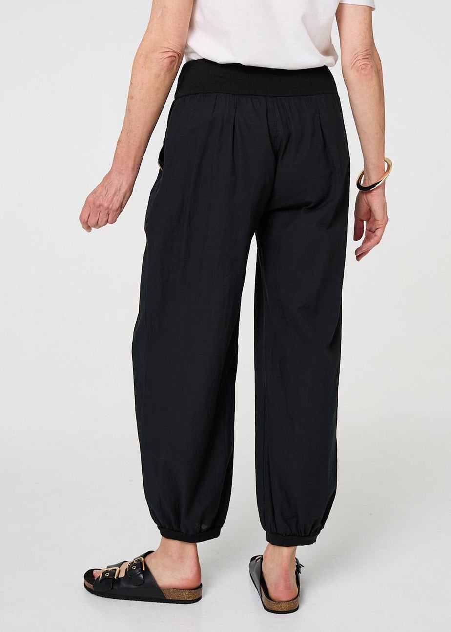 Izabel London Black Elasticated High Waist Loose Trousers