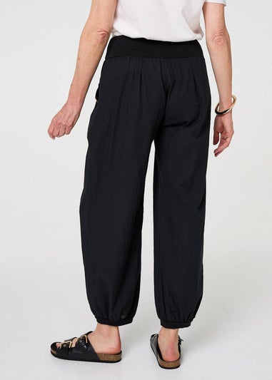 Izabel London Black Elasticated High Waist Loose Trousers