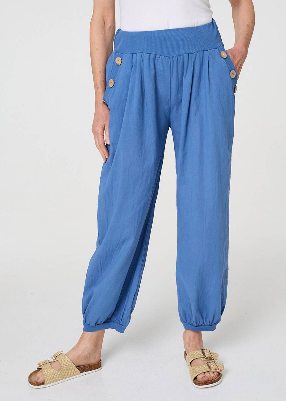 Izabel London Blue Elasticated High Waist Loose Trousers