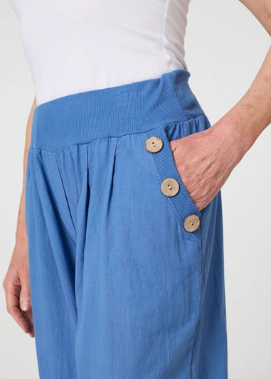 Izabel London Blue Elasticated High Waist Loose Trousers