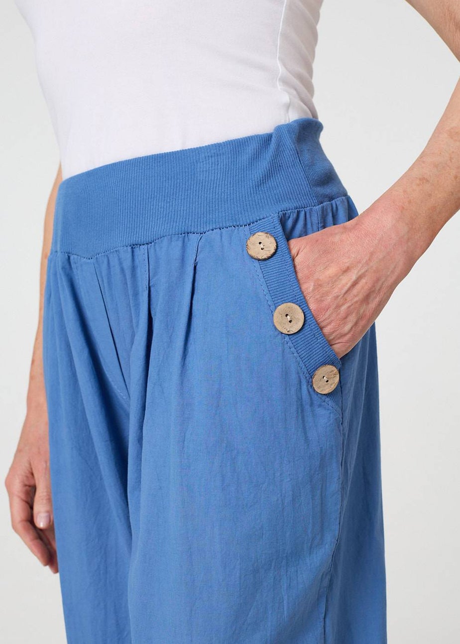Izabel London Blue Elasticated High Waist Loose Trousers