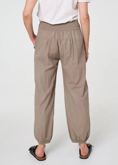 Izabel London Beige Elasticated High Waist Loose Trousers