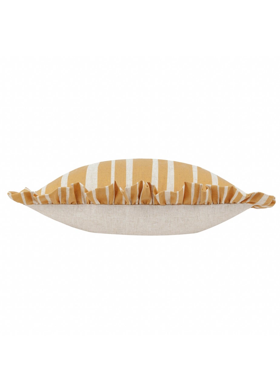 Furn Carmon Stripe Ruffle Ochre Cushion (40 x 60 x 8 cm)
