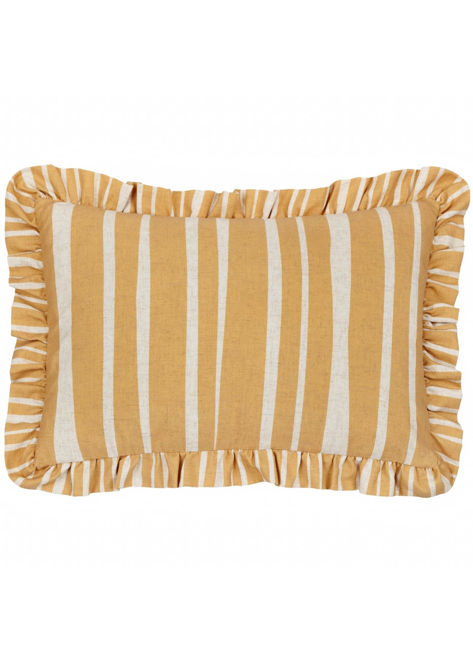 Furn Carmon Stripe Ruffle Ochre Cushion (40 x 60 x 8 cm)