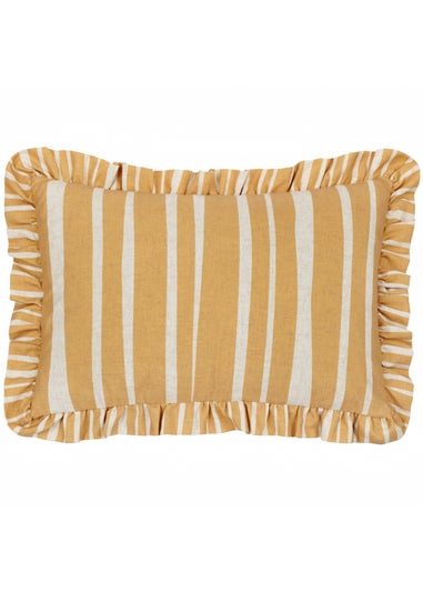 Furn Carmon Stripe Ruffle Ochre Cushion (40 x 60 x 8 cm)